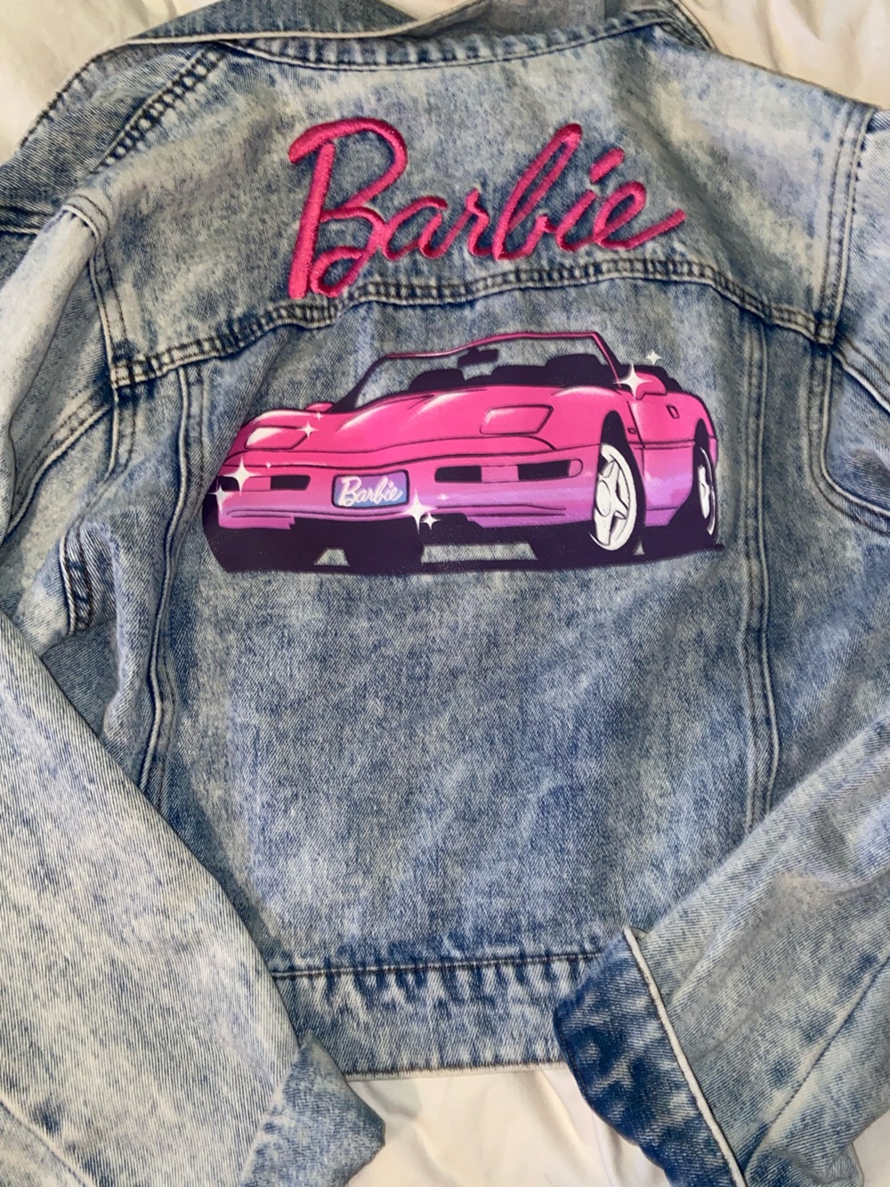 Barbie Blue Denim Jacket with Hot Pink Embroidery